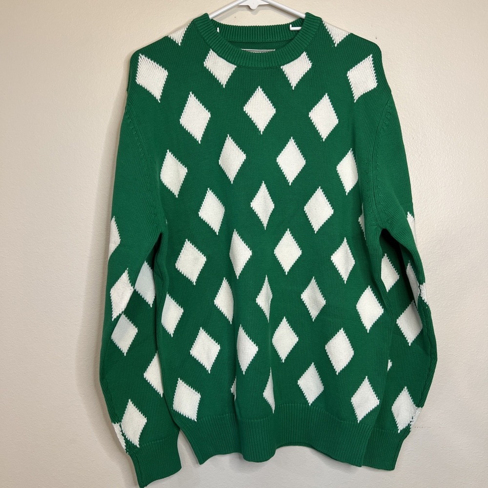 Bogey Boy Golf Sweater Men's‎ L Rhombus Diamond Sweater Green NWT